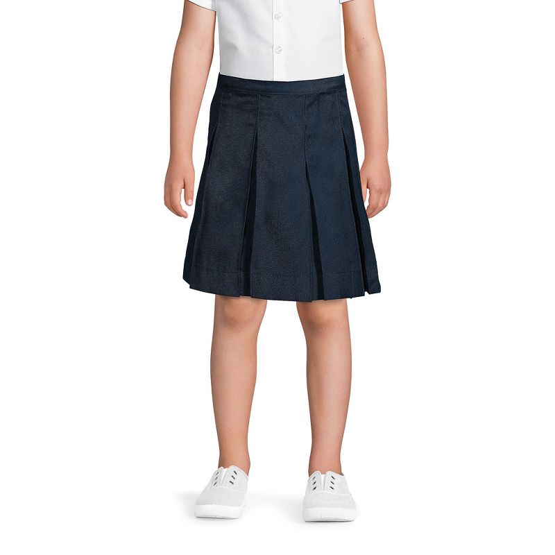 Lands' End Lands' End School Uniform Kids Solid Box Pleat Skirt Top of Knee, 3 of 4