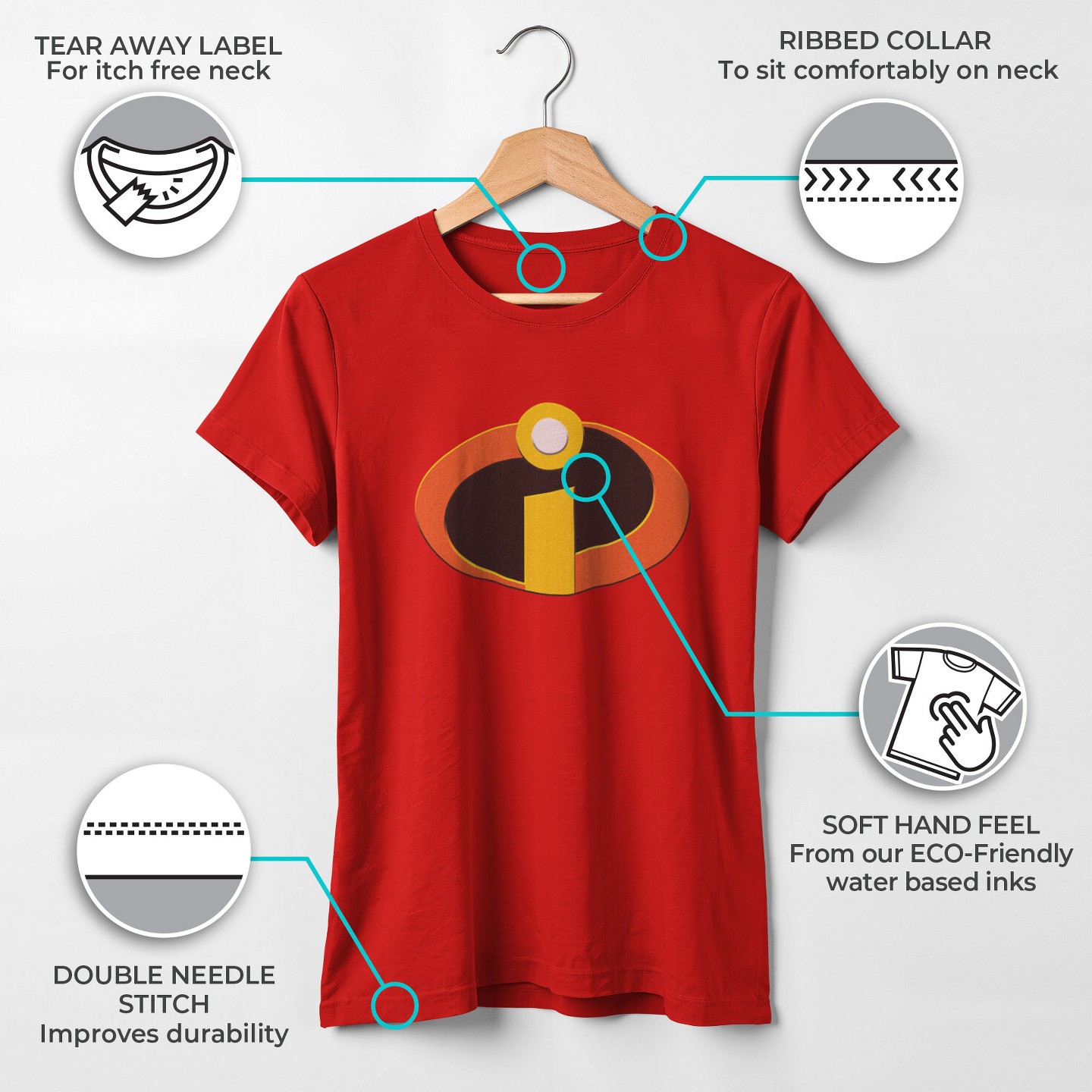 Футболка The Incredibles Classic Logo T-Shirt - Red для девочек, цвет: Красный — фото 3