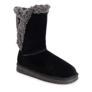 Women's Gorgeous ROUGE Black & White Fur Trim Boots Size 8 4358