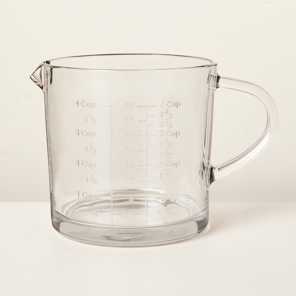 32oz Glass Measuring Cup Clear - Hearth & Handâ„¢ with Magnolia: Dishwasher-Safe, Microwave-Safe, Easy-Pour Spout