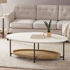 VYNXARIA Oval Coffee Table with White Top and Natural Shelf - 2 of 4