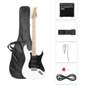 GLARRY Full Size Electric Guitar for Music Lover Beginner with 20W Amp and Accessories Pack Guitar Bag ,White - 1 of 4