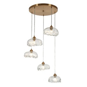 LNC Ranunculus Gold Modern Luxury Glass Chandelier/Island Light,17.7in/22in/44.5in - 1 of 4