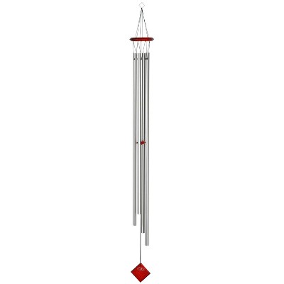 Silver and Red Metal Wind Chime with Pentatonic Scale