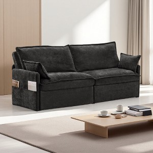 73.6" Chenille 3-in-1 Sofa Bed with L-Shaped Design & USB/Type-C Ports - 1 of 4