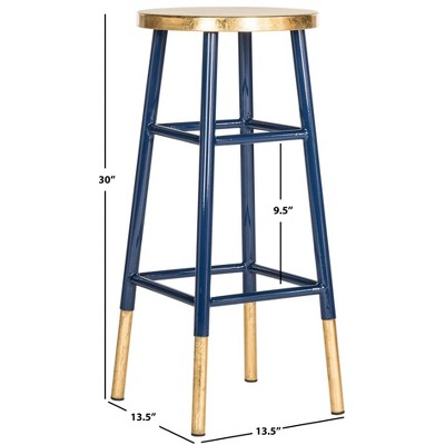 Navy and Dipped Gold 30" Transitional Metal Bar Stool
