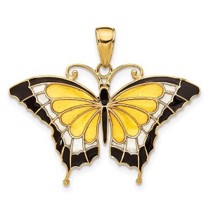 Black Bow Jewelry 14k Yellow Gold & Yellow Translucent Acrylic Butterfly Pendant, 30mm - 1 of 4
