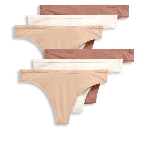 Jockey Women's Organic Cotton Stretch Logo Thong - 6 Pack 3xl Almond/light/ivory : Target