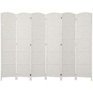 Room Divider, 6 Panel Folding Privacy Screen, 6FT Tall Portable Weave Partition Wall Divider for Bedroom - 1 of 4