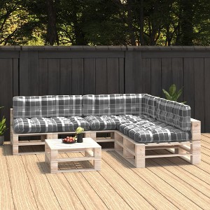 VidaXL Pallet Sofa Cushions 7 pcs Gray Check Pattern - 1 of 4