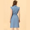 Allegra K Women's Cotton Ruffled Cap Sleeve Tie Waist Button Casual Office Shirt Dress - 4 of 4