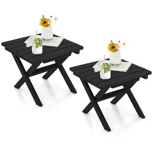 Tangkula 2 Pieces Folding Adirondack Side Table Poolside Garden Patio Black - 1 of 4