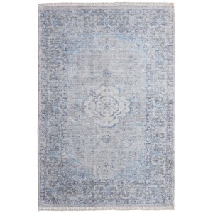 Caldwell Transitional Medallion Gray/Blue/Ivory Area Rug - 1 of 4