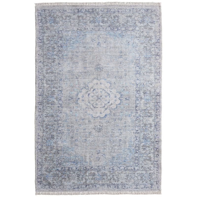 Caldwell Transitional Medallion Gray/Blue/Ivory Area Rug, 1 of 9