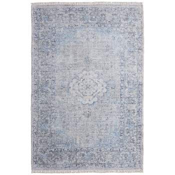 Caldwell Transitional Medallion Gray/Blue/Ivory Area Rug