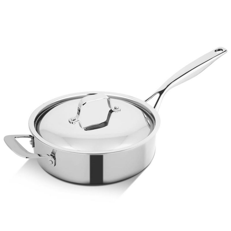 NutriChef 3.4-quart Sauté W/ Lid Stainless Steel Stain-Resistant Kitchen Cookware W/ Satin Interior, 1 of 6