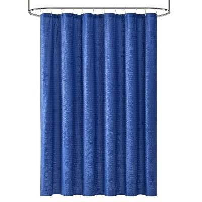 LunaLulinlk Textured Blue 15PC Shower Curtain & Rug Bath Set, 70 x 72, Royal Blue