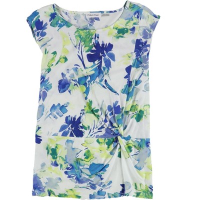 Calvin Klein Womens Floral Peasant Blouse