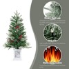 3/4.5 ft Pre-Lit Potted Flocked Christmas Tree, Artificial Christmas Tree with 78 Warm White Led Lights - 4 of 4