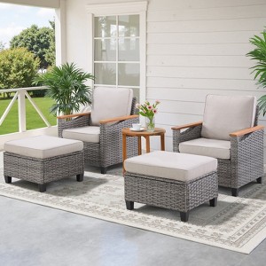 Outdoor Wicker Patio Seating Set All Weather PE Rattan Conversation Set with Cushion - 1 of 4