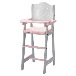 Olivia's Little World - Baby Doll Furniture - Baby High Chair (Gray Polka Dots) - 1 of 4