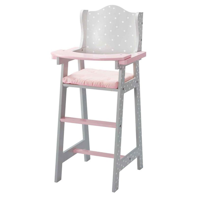 Olivia's Little World - Baby Doll Furniture - Baby High Chair (Gray Polka Dots), 1 of 8