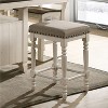 Simple Relax Set of 2 Fabric Upholstered Counter Height Stools in Antique White and Tan - 2 of 4