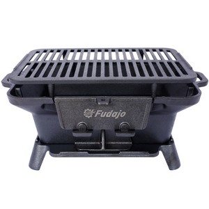 KTMBDW Large Hibachi Grill Outdoor, Portable Charcoal Grill and Tabletop Cast Iron Skillet, 100% Cast Iron, Durable, Camping Grill Grate - 1 of 4