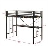 Metal Twin Loft Bed , Twin Size High Loft Bed Black - 3 of 4