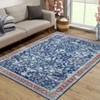 Wasshable Vintage Distressed Floral Print Living Room Bedroom Area Rug, Chenille Non Slip Floor Carpet for Dining Room Home Office - 4 of 4