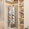 PDTEND White Freestanding 360° Rotating Shoe Rack with High Bottom Design, Holds 24 Pairs - 4 of 4