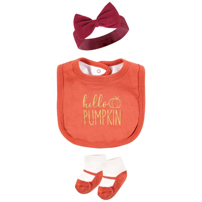 Hudson Baby Infant Girl Cotton Layette Set, Hello Pumpkin, 4 of 8