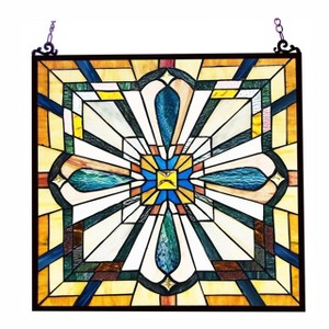 Chloe Lighting Archie Tiffany-Style Mission Stained Glass Window Panel 20" Height - 1 of 3