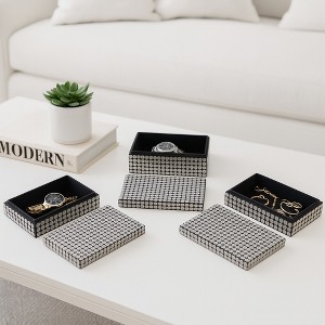 Decorative Boxes with Lid for Home Decor - Jewelry Boxes with Metallic Dot Pattern - Storage Boxes and Home Organizer - Set of 3; 10", 11", 12" Black - 1 of 4