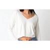 Women's V-Neck Cropped Sweater - OLIVACEOUS - 2 of 3