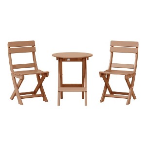 WestinTrends Malibu 3-Piece Outdoor HDPE Folding Patio Bistro Table and Chairs - 1 of 4