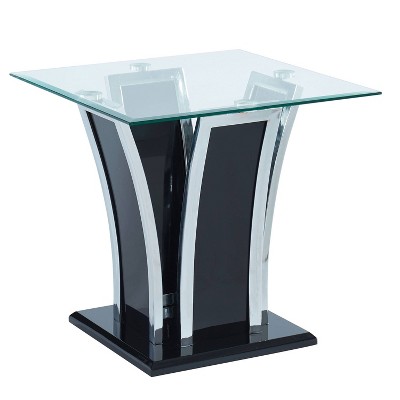 Tegan Glass Top End Table Glossy Black - miBasics