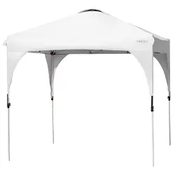 Tangkula Pop-up Canopy Tent 8' x 8' Height Adjustable Commercial Instant Canopy w/ Portable Roller Bag White