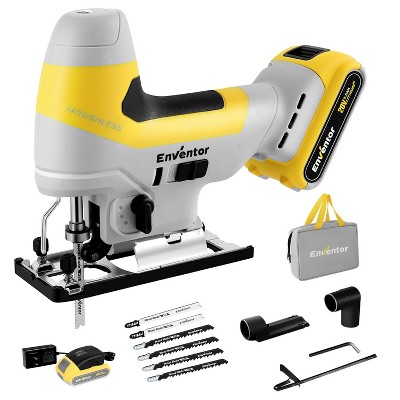 ZACHVO 20V Cordless Brushless Jigsaw with LED, 6 Speeds, 4 Orbital Settings, Bevel Cutting, 6 Blades Included