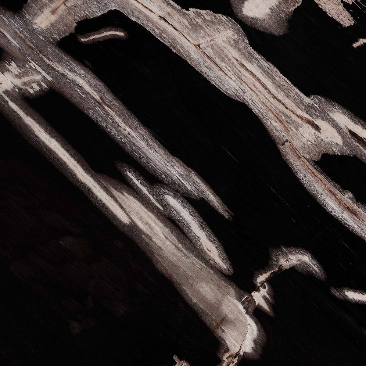 bali & pari Lavanya End Table with Petrified Wood Top Teak Wood Frame Black/Cream/Brown - thumbnail 6
