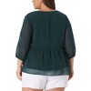 Agnes Orinda Women's Plus Size Chiffon Babydoll Long Sleeve V Neck Swiss Dots Blouses - 4 of 4