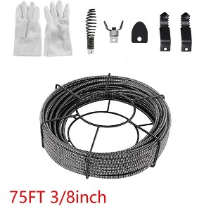 Drain Cable Sewer Cable 75 Ft 3/8 Inch Drain Cleaning Cable With Cutting Head Set - 1 of 4