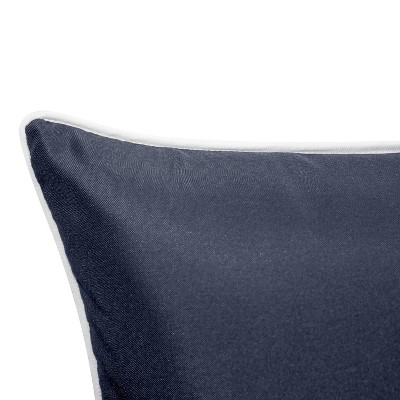 Navy and White Embroidered Floral Square Throw Pillow