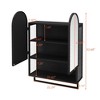 ChicFurnit Bathroom Storage Cabinet Modern Double Arched Mirror Cabinet with Two Doors and Open Shelf for Bathroom Use, Black, 27.17"*16.14"*8.27" - 3 of 4