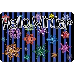 Ashley Productions® The Original Fun Mat™, Welcome Mat, 15.5" x 23.5", Hello Winter Colorful Snowflakes - 1 of 1