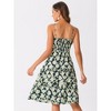 Allegra K Women's V Neck Spaghetti Strap Smocked Back Ruffled Hem Midi Floral Sundresses - 4 of 4