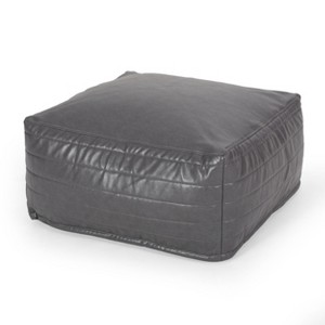 Vynxaria Candy Contemporary Faux Leather Square Pouf ¨C Versatile Ottoman & Floor Cushion - 1 of 4