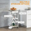 Boersma Mobile Kitchen Cart, Rolling Kitchen Island with Storage, Solid Wood Frame Utility Cart with Wire Fruit Baskets, Trays and Drawer, White - 3 of 4