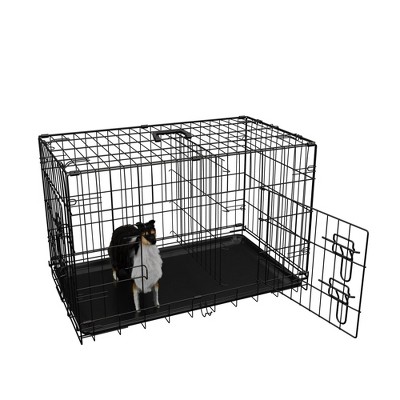 JUJABU Dog Cage with Divider and Plastic Leak-Proof Pan Tray