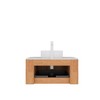 Dexmalle 30"Wall-Mounted Floating Curved Edges Striped Bathroom Storage Cabinet with Sink - 3 of 4